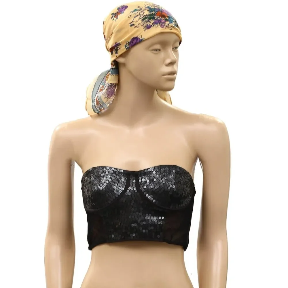 Free People So Silk Printed Bandana Scarf Tube Top Belt Floral Paisley Wrap OS